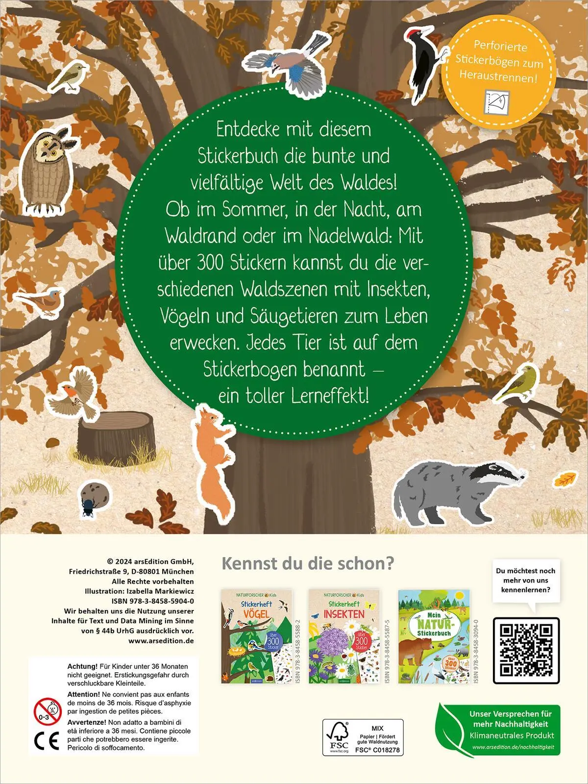 Rückseite: 9783845859040 | Naturforscher-Kids - Stickerheft Im Wald | Über 300 Sticker | 40 S.