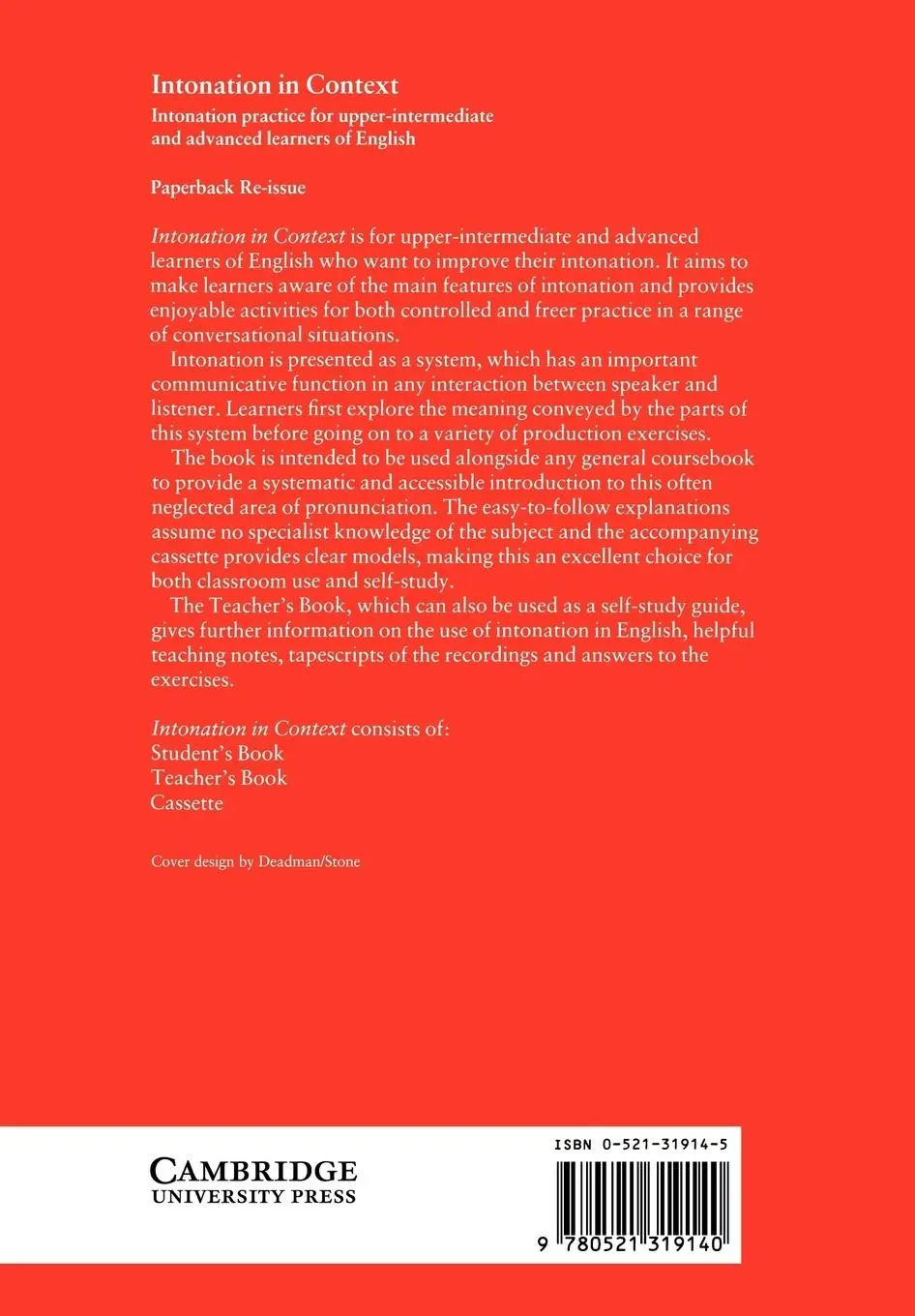 Rückseite: 9780521319140 | Intonation in Context | Student's Book | Barbara Bradford (u. a.)