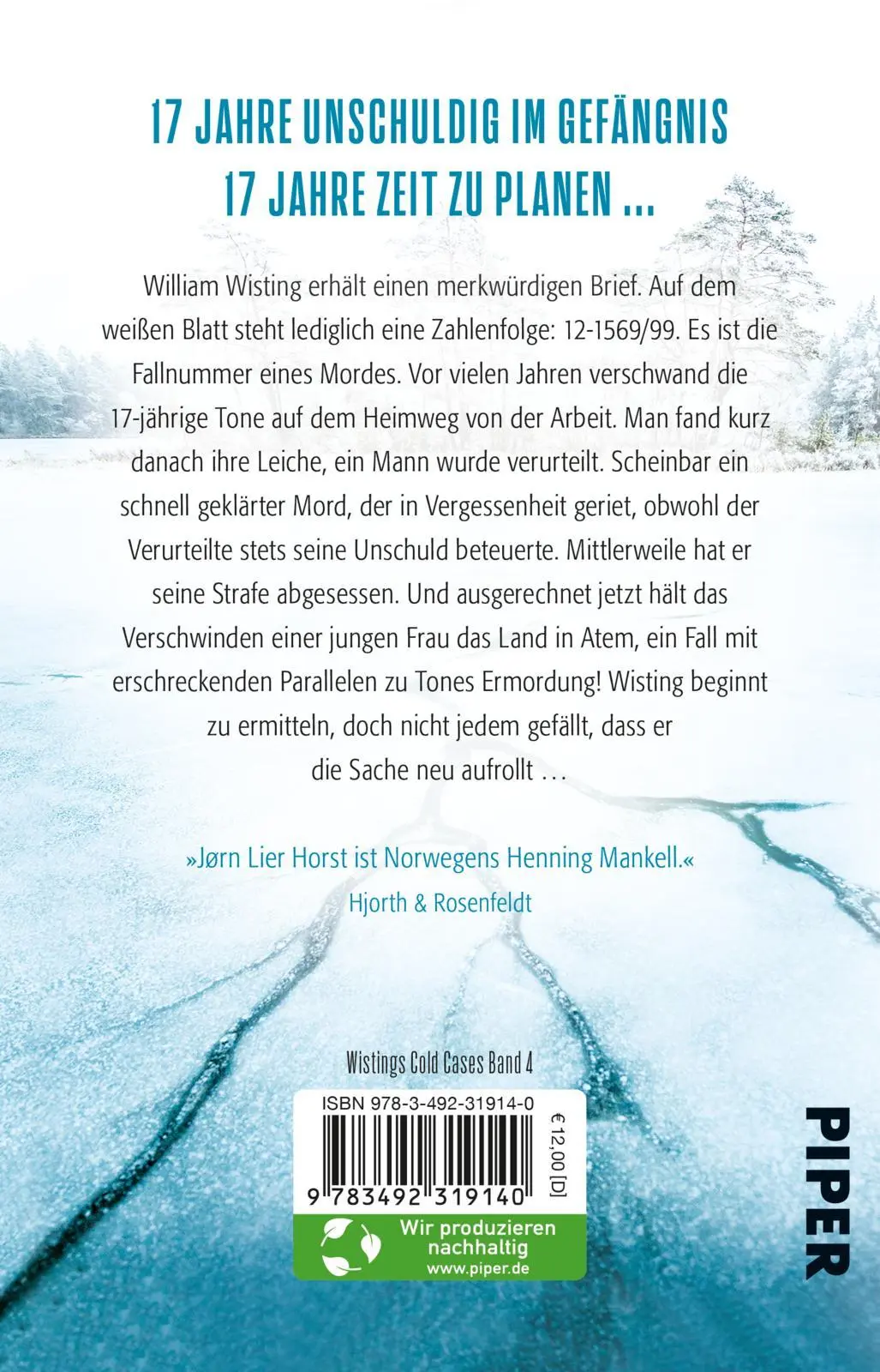 Rückseite: 9783492319140 | Wisting und der See des Vergessens | Jørn Lier Horst | Taschenbuch