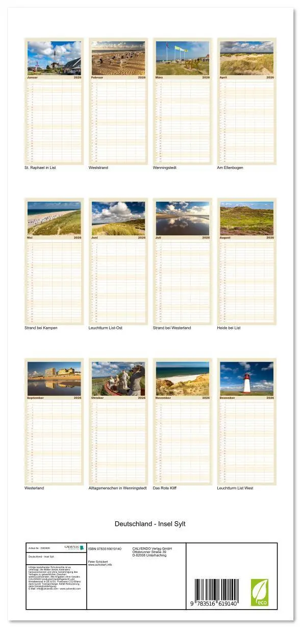 Bild: 9783516619140 | Familienplaner 2026 - Deutschland - Insel Sylt mit 5 Spalten...