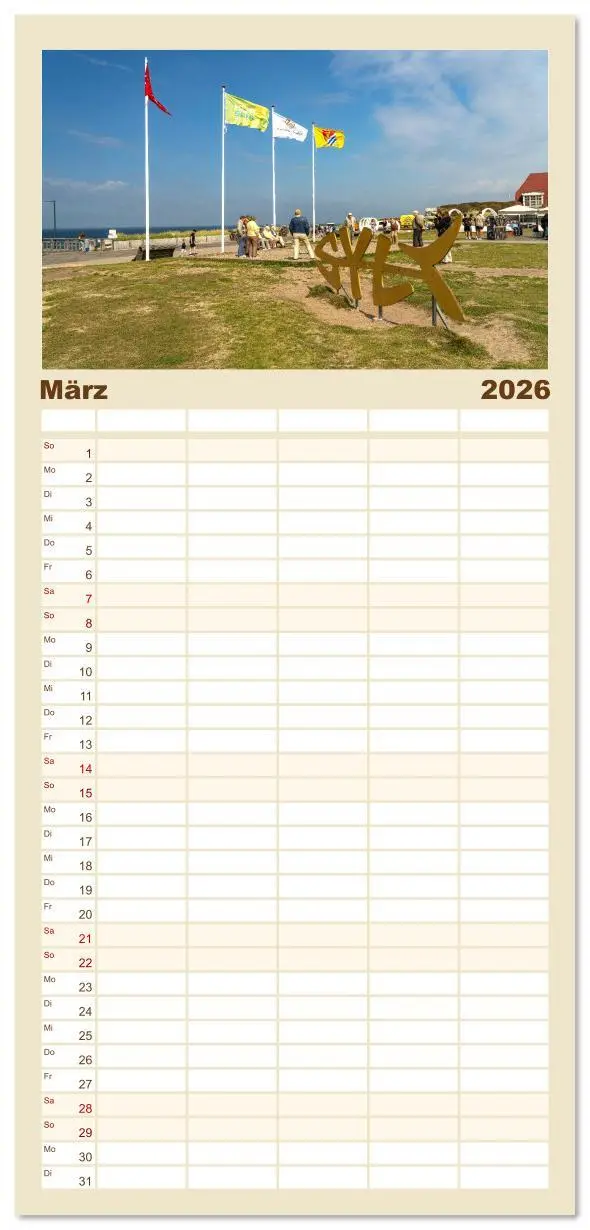Bild: 9783516619140 | Familienplaner 2026 - Deutschland - Insel Sylt mit 5 Spalten...