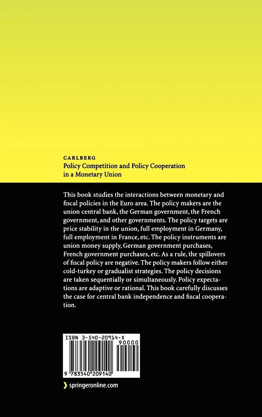 Rückseite: 9783540209140 | Policy Competition and Policy Cooperation in a Monetary Union | Buch