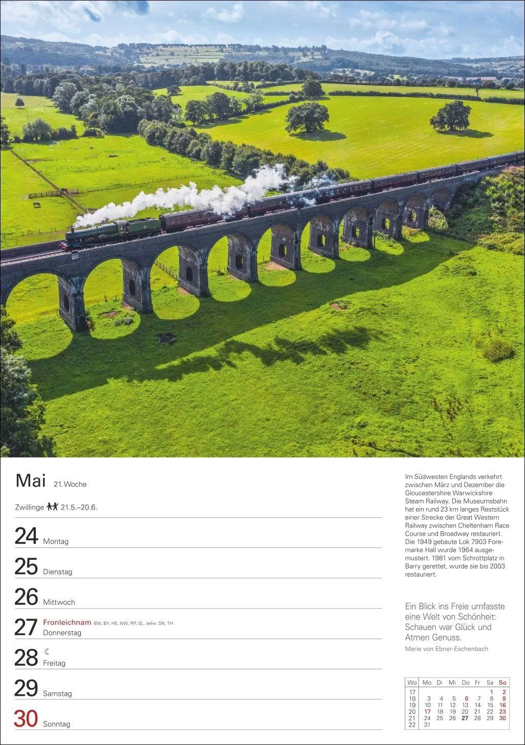 Bild: 9783840039140 | Eisenbahnen Wochenplaner 2027 - 53 faszinierende Fotografien | Schramm