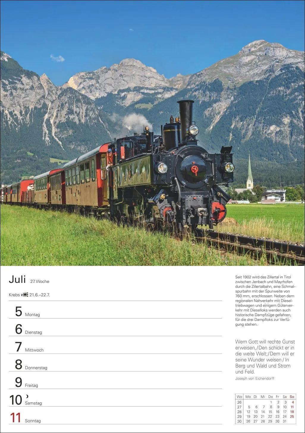 Bild: 9783840039140 | Eisenbahnen Wochenplaner 2027 - 53 faszinierende Fotografien | Schramm