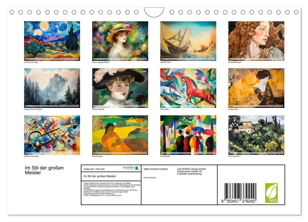 Bild: 9783457379240 | Im Stil der großen Meister (Wandkalender 2026 DIN A4 quer),...