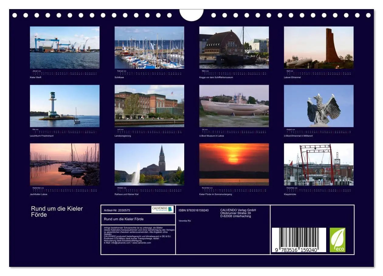 Bild: 9783516159240 | Rund um die Kieler Förde (Wandkalender 2026 DIN A4 quer), CALVENDO...