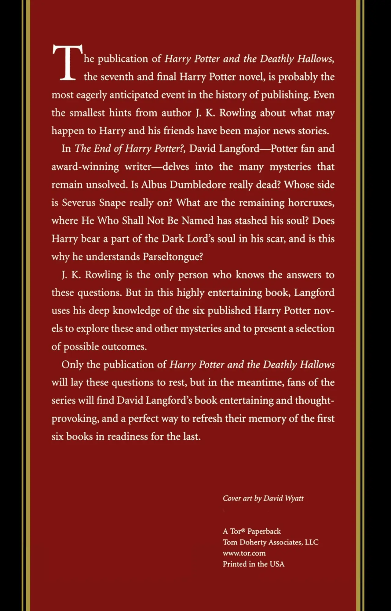 Rückseite: 9780765319340 | The End of Harry Potter? | David Langford | Taschenbuch | Englisch