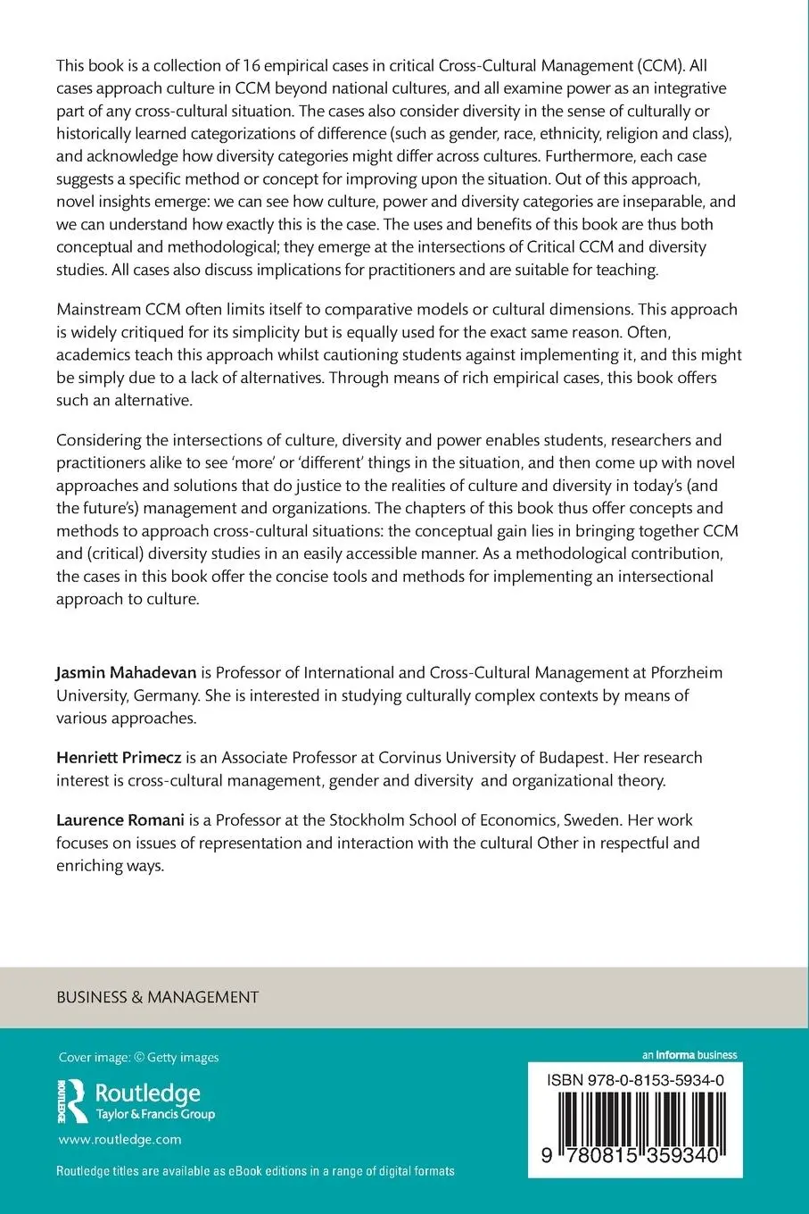 Rückseite: 9780815359340 | Cases in Critical Cross-Cultural Management | Jasmin Mahadevan (u. a.)