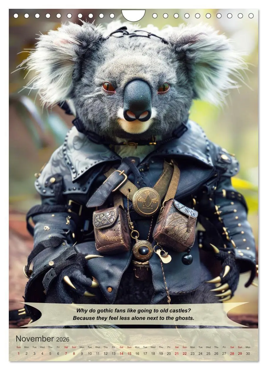 Bild: 9783516529340 | Funny animals in gothic style (Wall Calendar 2026 DIN A4 portrait),...