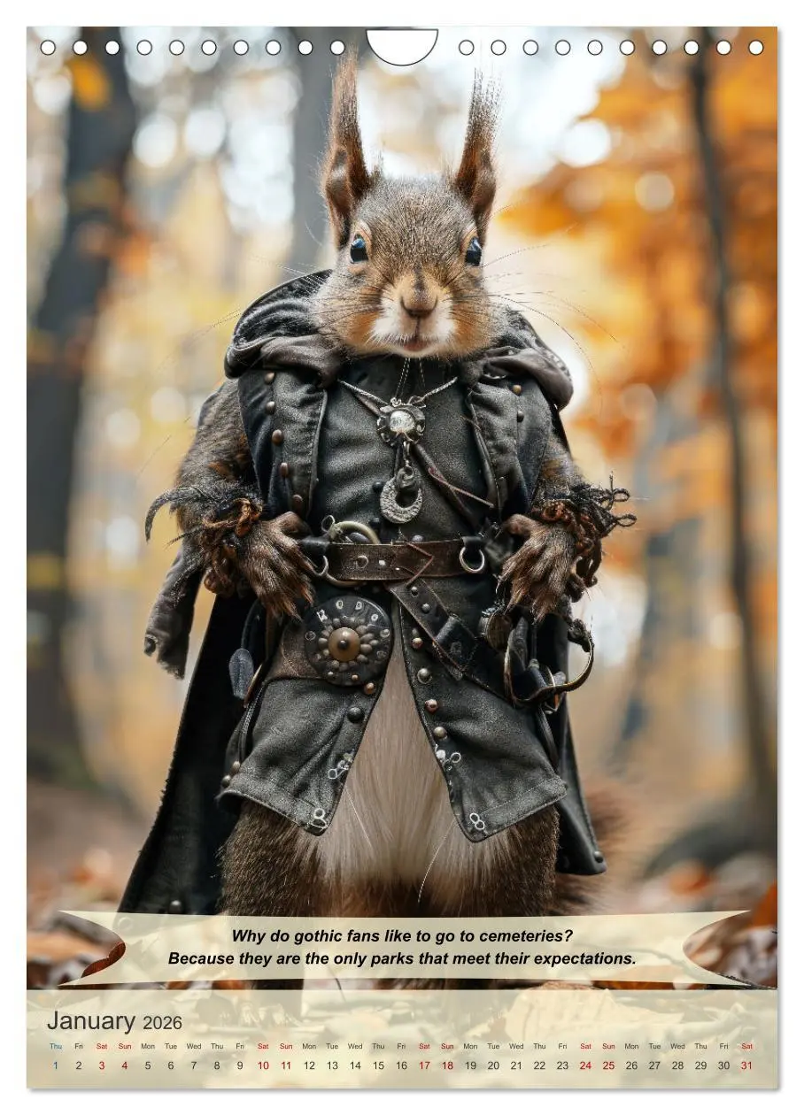 Bild: 9783516529340 | Funny animals in gothic style (Wall Calendar 2026 DIN A4 portrait),...