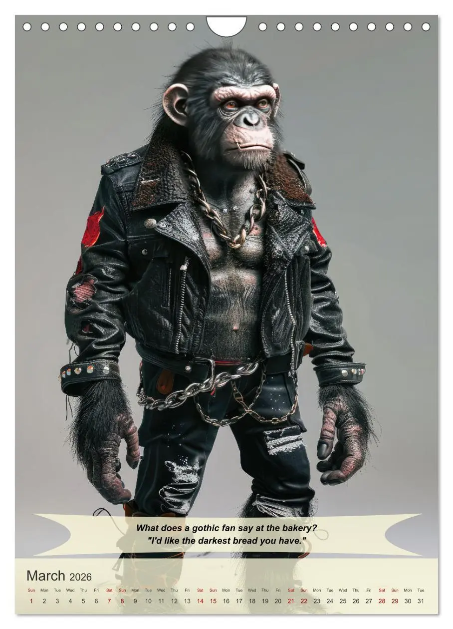 Bild: 9783516529340 | Funny animals in gothic style (Wall Calendar 2026 DIN A4 portrait),...