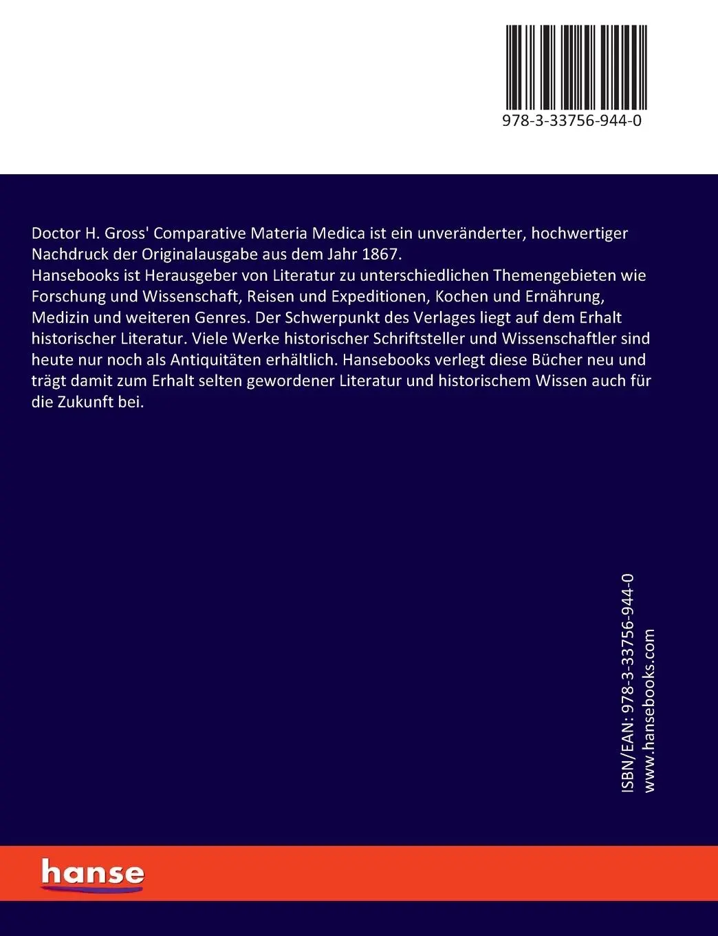 Rückseite: 9783337569440 | Doctor H. Gross' Comparative Materia Medica | Hering (u. a.) | Buch