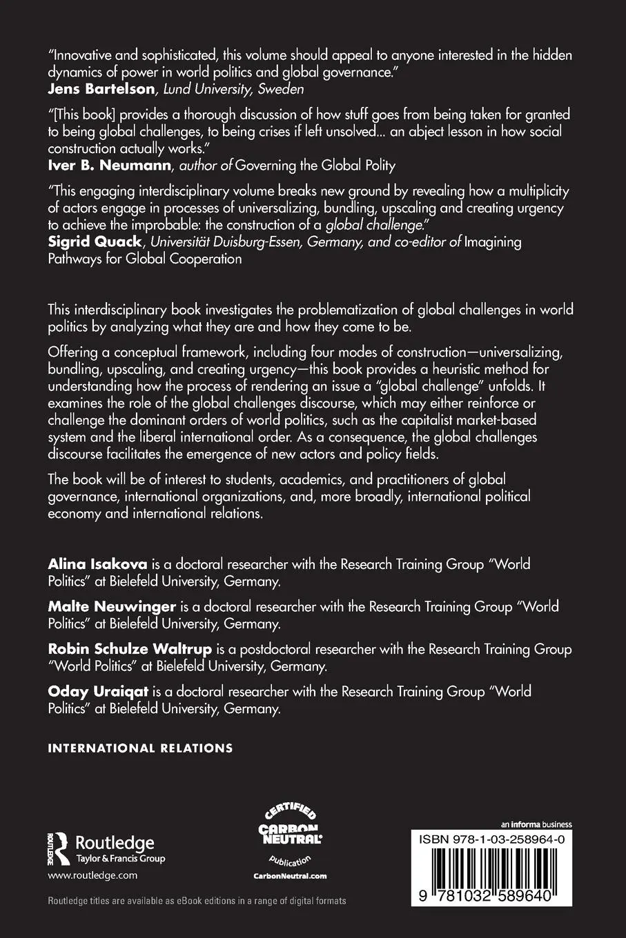 Rückseite: 9781032589640 | Constructing Global Challenges in World Politics | Isakova (u. a.)