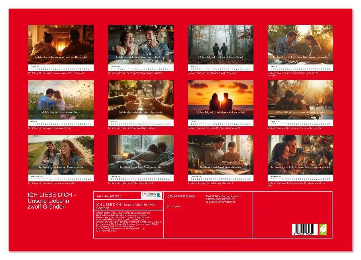 Bild: 9783457339640 | ICH LIEBE DICH - Unsere Liebe in zwölf Gründen (Wandkalender 2026...