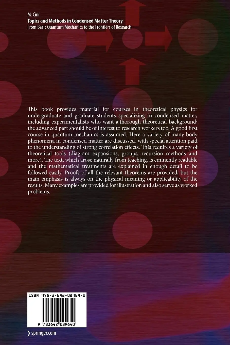 Rückseite: 9783642089640 | Topics and Methods in Condensed Matter Theory | Michele Cini | Buch