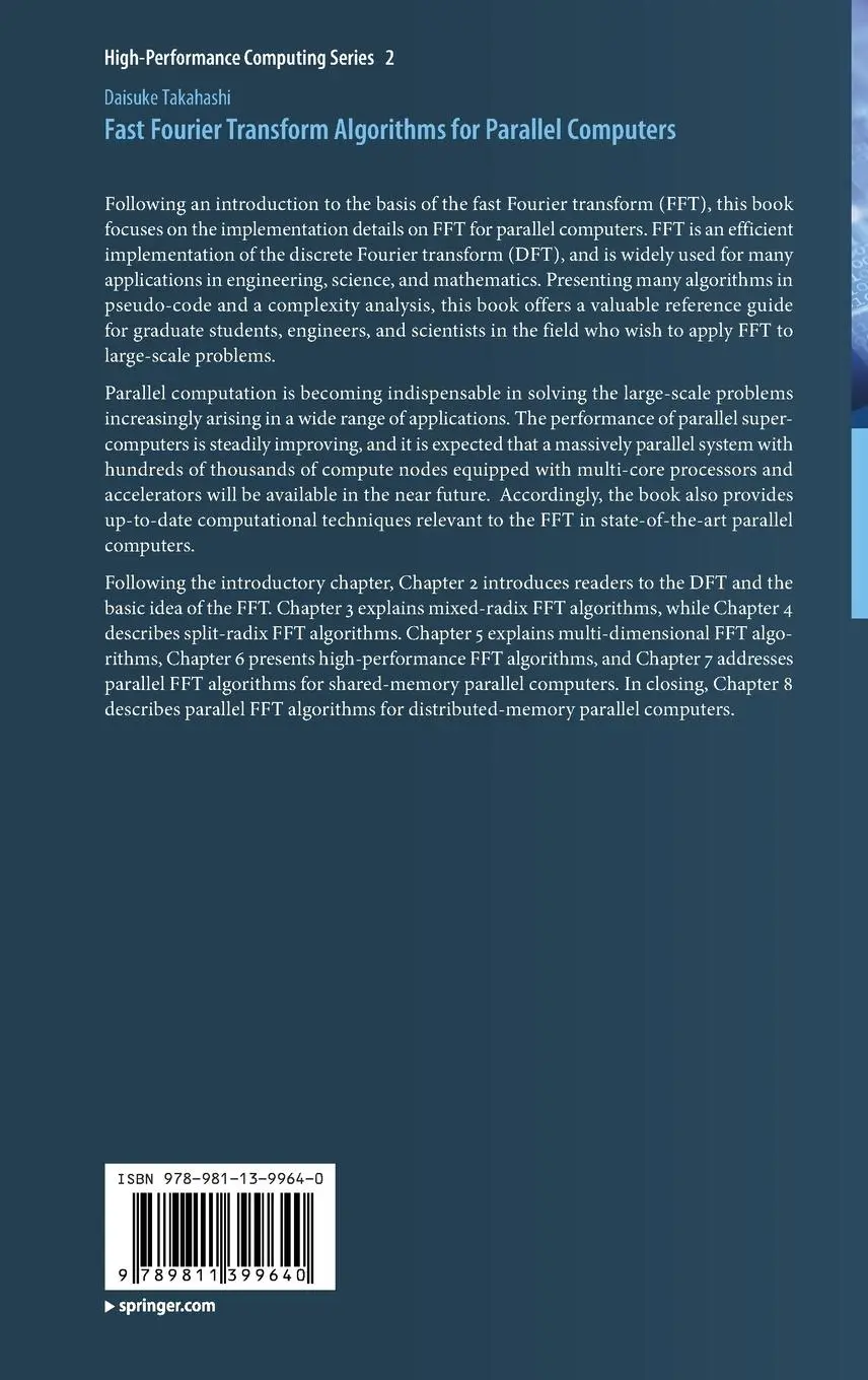 Rückseite: 9789811399640 | Fast Fourier Transform Algorithms for Parallel Computers | Takahashi