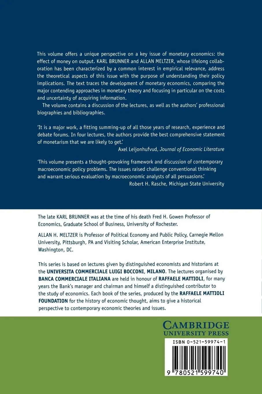 Rückseite: 9780521599740 | Money and the Economy | Issues in Monetary Analysis | Karl Brunner Rückseite: 9780521599740 | Money and the Economy | Issues in Monetary Analysis | Karl Brunner