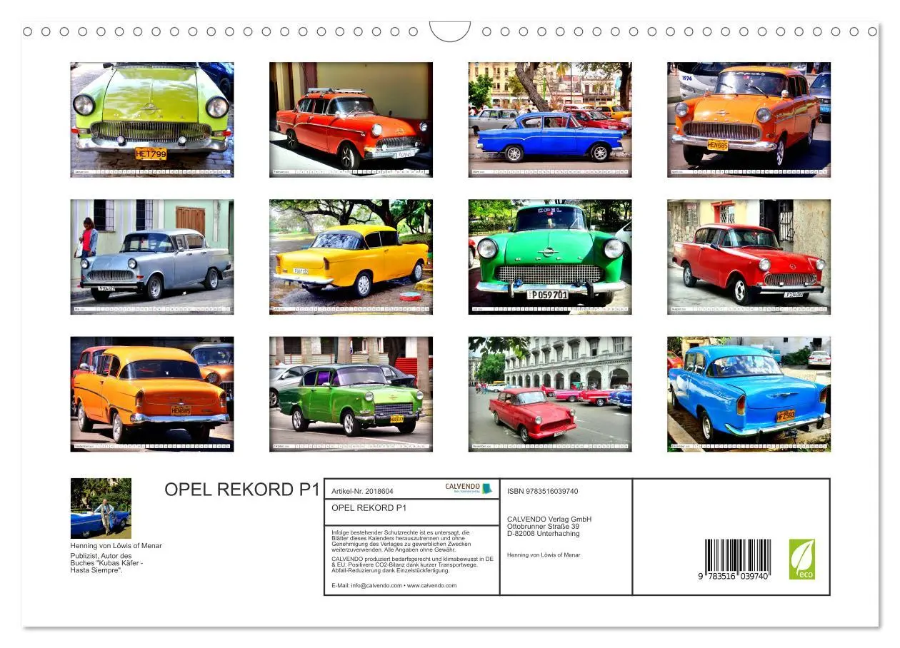 Bild: 9783516039740 | OPEL REKORD P1 (Wandkalender 2026 DIN A3 quer), CALVENDO...
