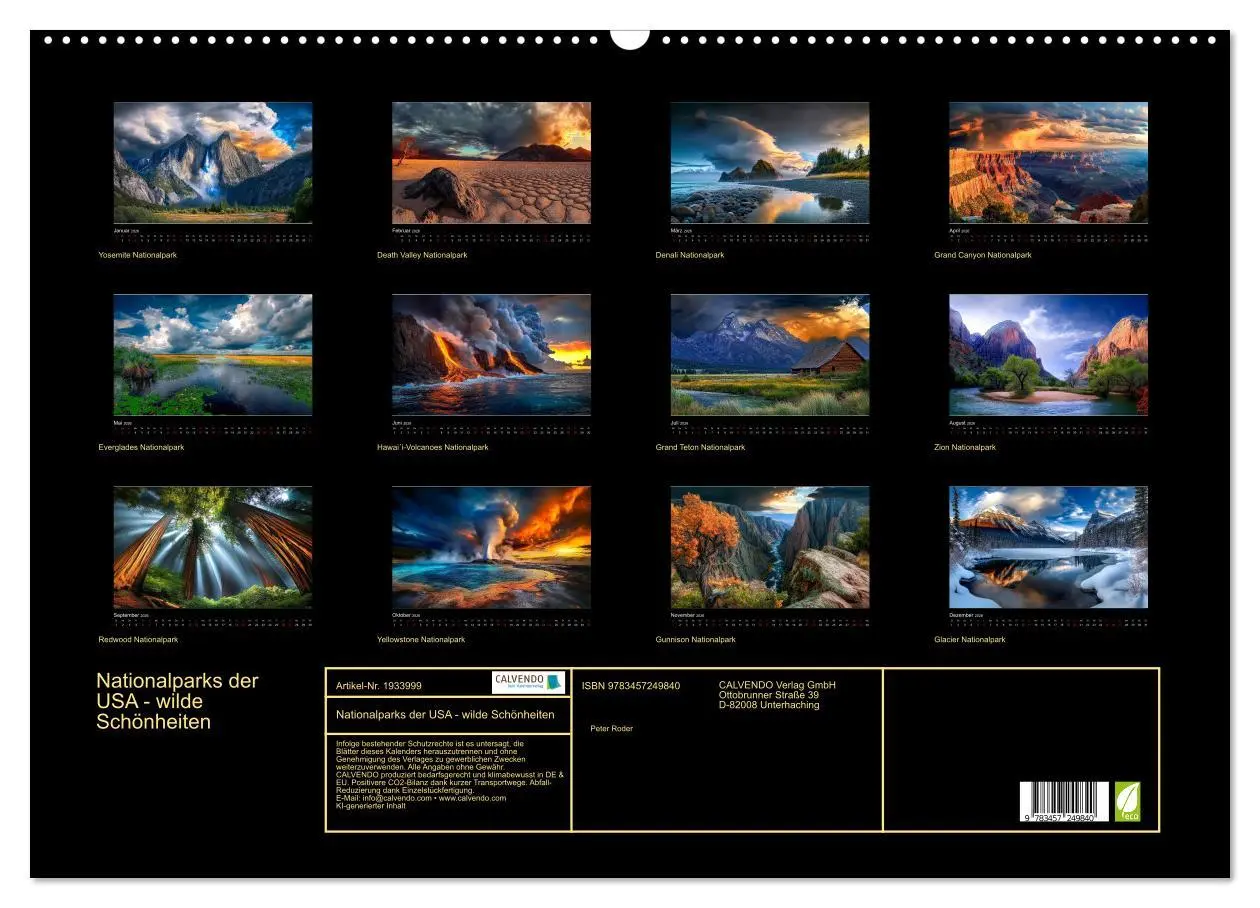 Bild: 9783457249840 | Nationalparks der USA - wilde Schönheiten (Wandkalender 2026 DIN A2...