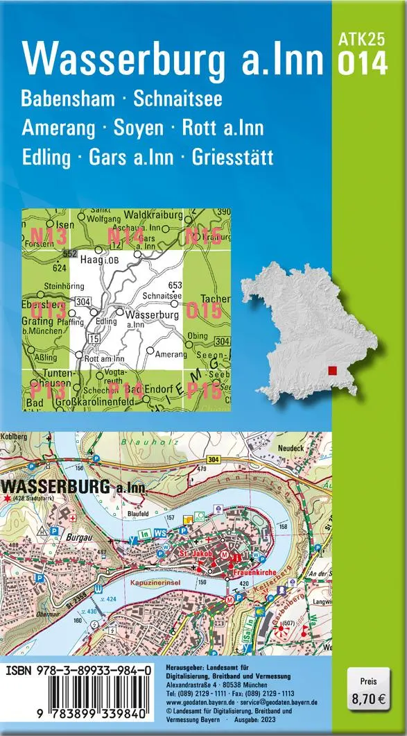Rückseite: 9783899339840 | ATK25-O14 Wasserburg a.Inn (Amtliche Topographische Karte 1:25000)