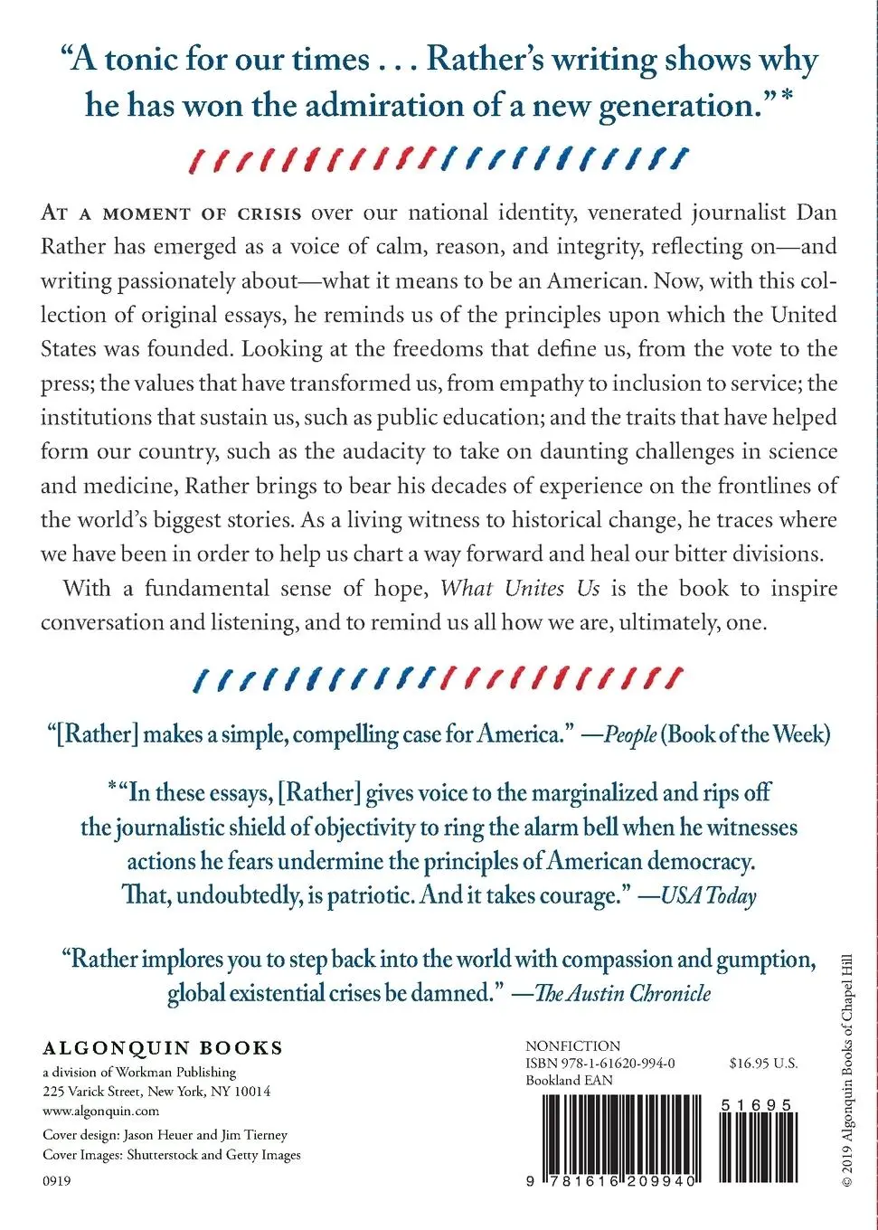 Rückseite: 9781616209940 | What Unites Us | Reflections on Patriotism | Dan Rather (u. a.) | Buch