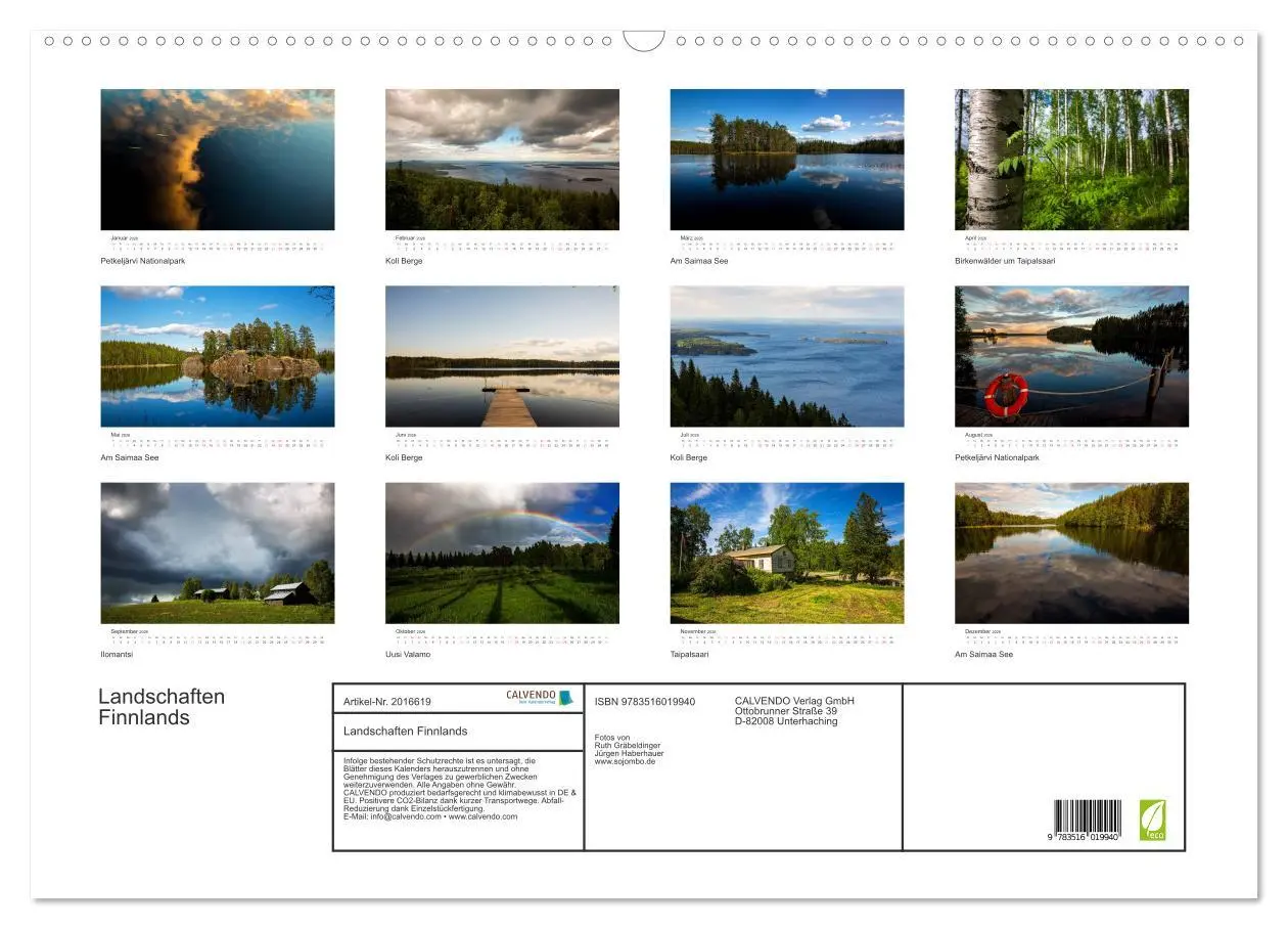 Bild: 9783516019940 | Landschaften Finnlands (Wandkalender 2026 DIN A2 quer), CALVENDO...