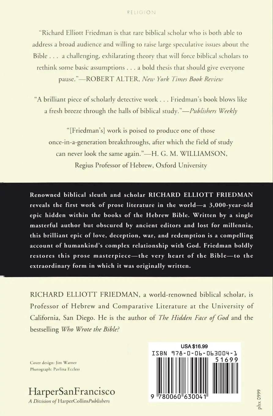 Rückseite: 9780060630041 | The Hidden Book in the Bible | Richard Elliott Friedman | Taschenbuch