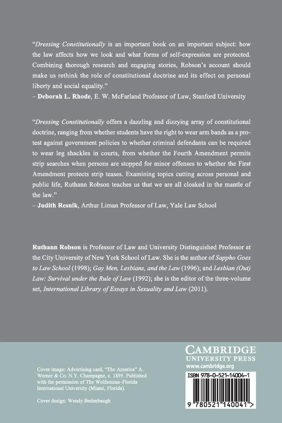 Rückseite: 9780521140041 | Dressing Constitutionally | Ruthann Robson | Taschenbuch | Englisch