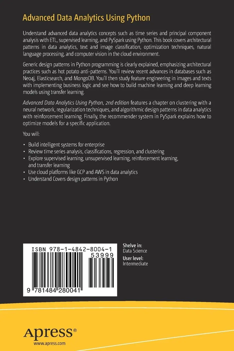 Rückseite: 9781484280041 | Advanced Data Analytics Using Python | Pratip Samanta (u. a.) | Buch