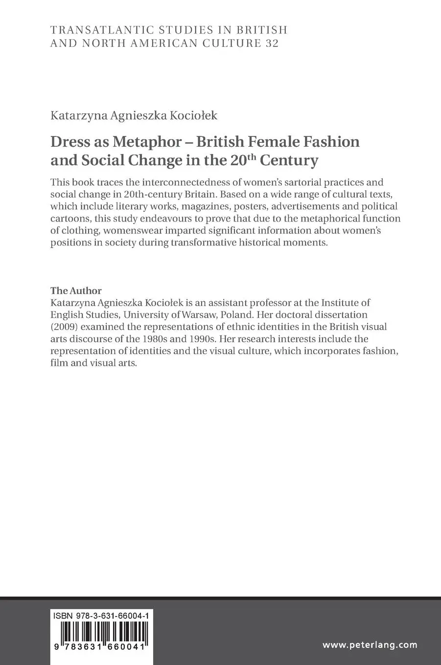 Rückseite: 9783631660041 | Dress as Metaphor - British Female Fashion and Social Change in the...
