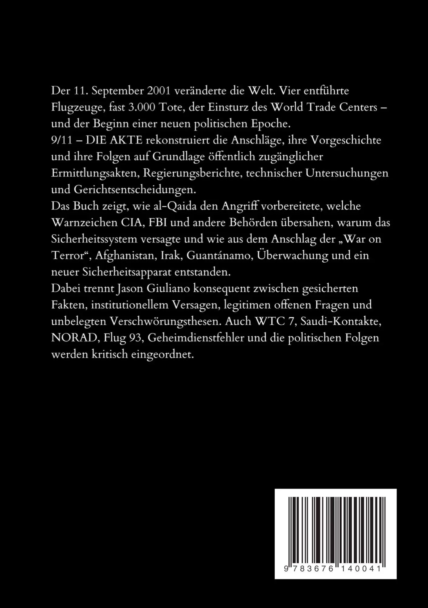 Rückseite: 9783676140041 | 9/11 DIE AKTE | Jason Giuliano | Taschenbuch | 284 S. | Deutsch | 2026