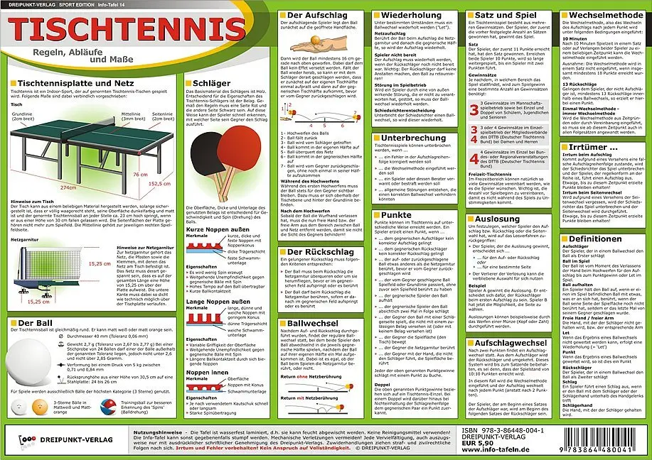 Cover: 9783864480041 | Tischtennis, Info-Tafel | Michael Schulze | Lehr-, Lern-, Bildkarten
