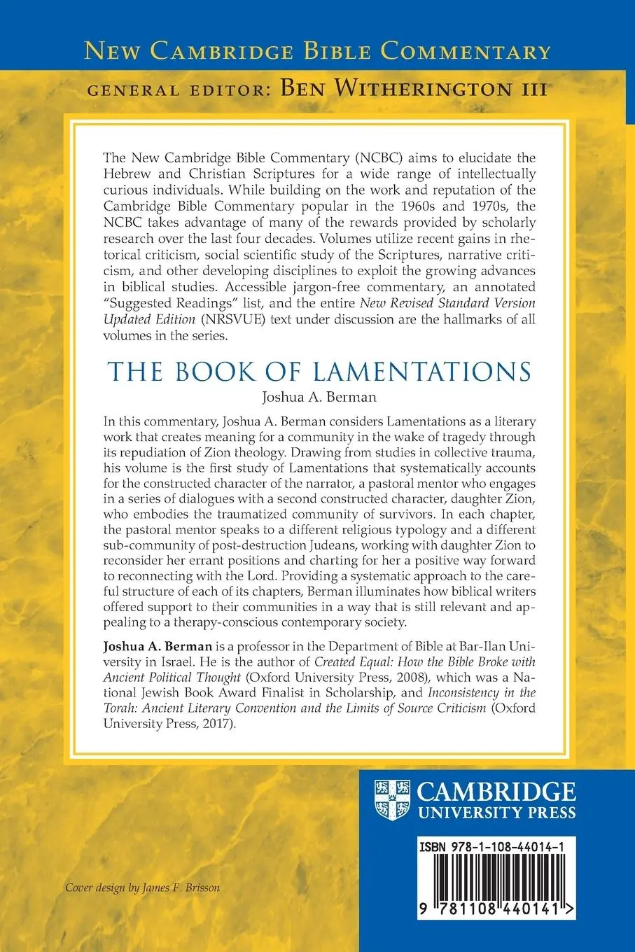 Rückseite: 9781108440141 | The Book of Lamentations | Joshua A Berman | Taschenbuch | Englisch