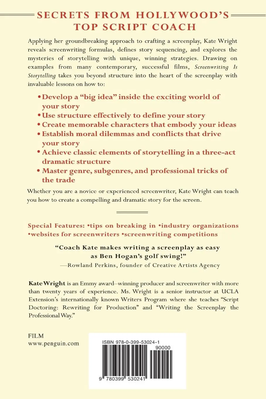 Rückseite: 9780399530241 | Screenwriting is Storytelling | Kate Wright | Taschenbuch | Englisch