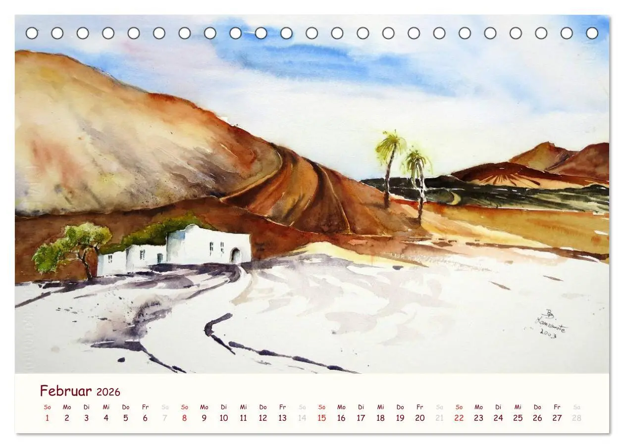 Bild: 9783516040241 | Lanzarote und Teneriffa - Aquarelle (Tischkalender 2026 DIN A5...