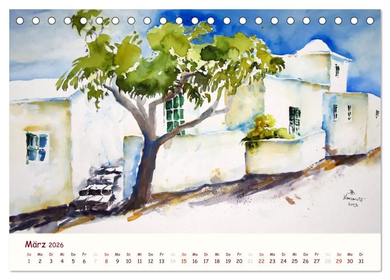 Bild: 9783516040241 | Lanzarote und Teneriffa - Aquarelle (Tischkalender 2026 DIN A5...