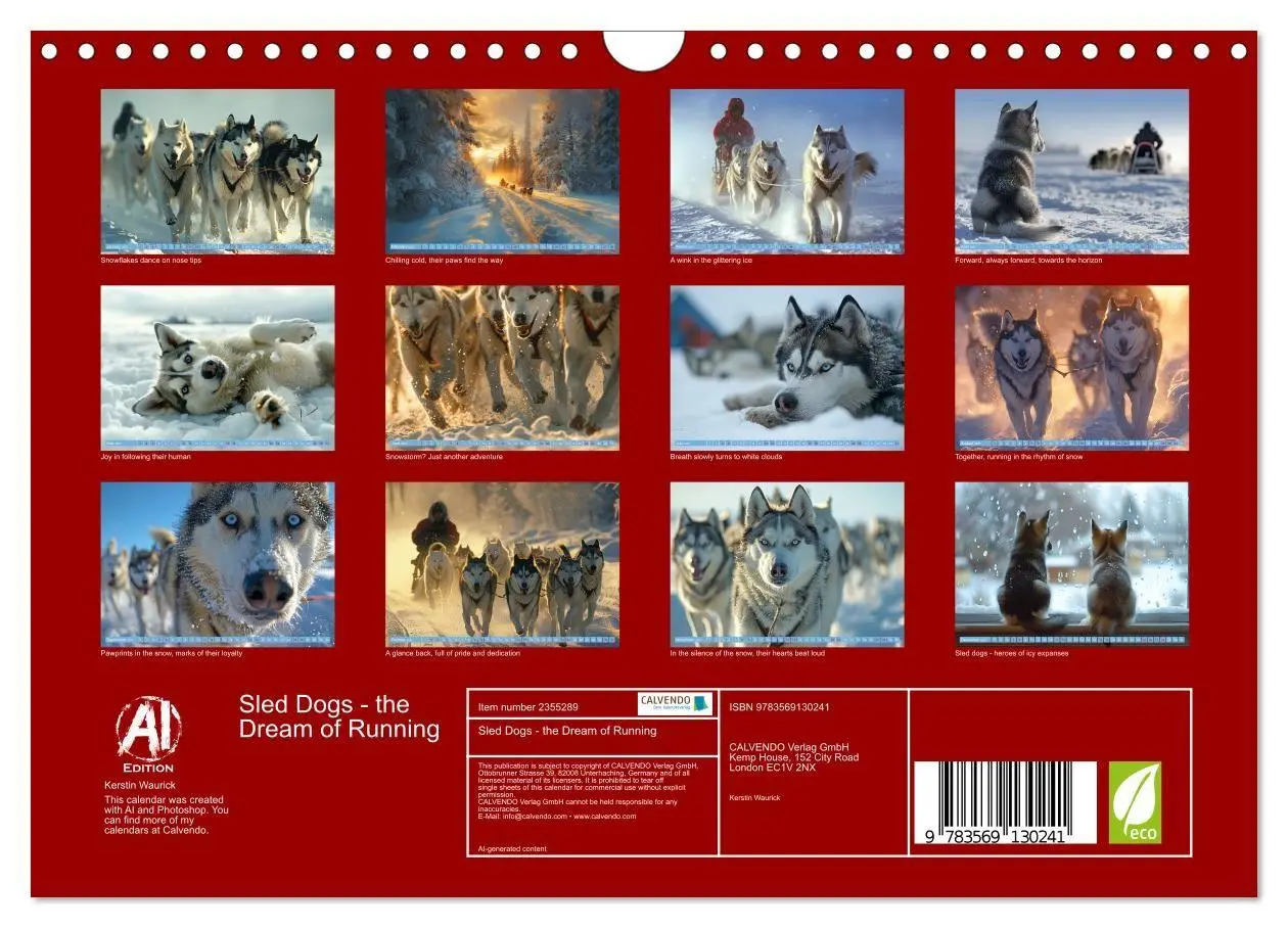 Bild: 9783569130241 | Sled Dogs - the Dream of Running (Wall Calendar 2027 DIN A4...