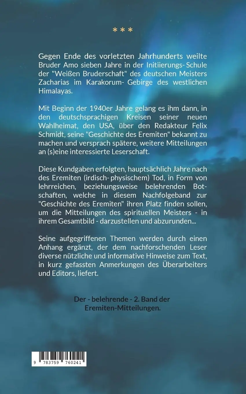 Rückseite: 9783759760241 | Des Eremiten Lehr-Botschaften | Bruder Amo (u. a.) | Taschenbuch