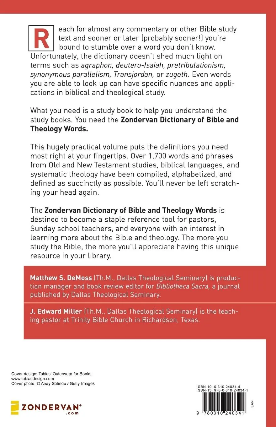 Rückseite: 9780310240341 | Zondervan Dictionary of Bible and Theology Words | DeMoss (u. a.)