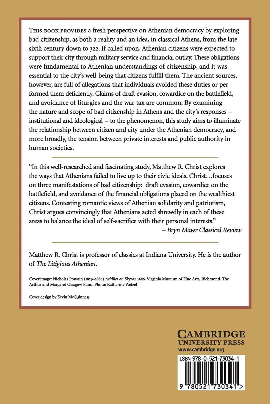 Rückseite: 9780521730341 | The Bad Citizen in Classical Athens | Matthew R. Christ | Taschenbuch