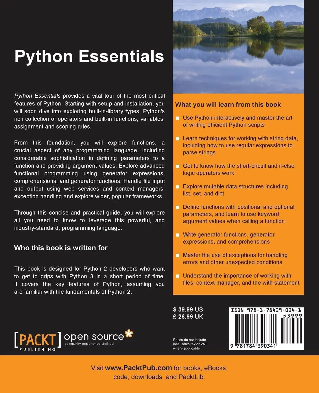 Rückseite: 9781784390341 | Python Essentials | Steven F. Lott | Taschenbuch | Englisch | 2015