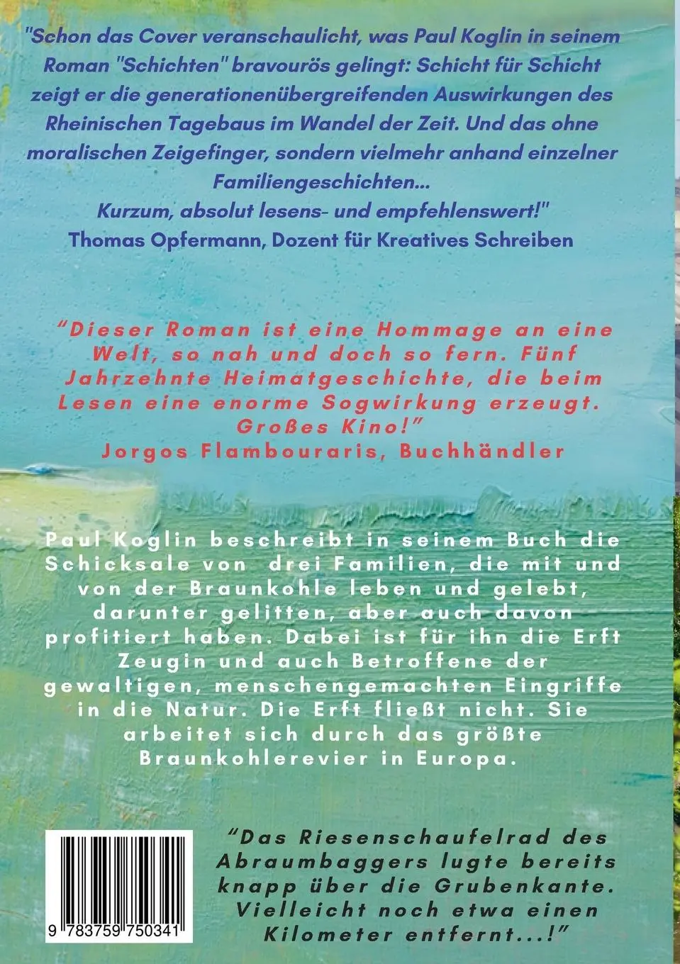 Rückseite: 9783759750341 | Schichten | Ein Heimat- und Familienroman aus dem Rheinischen Revier