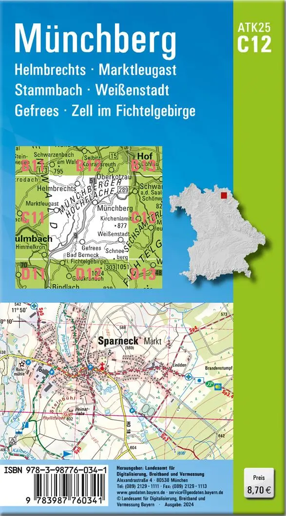 Rückseite: 9783987760341 | ATK25-C12 Münchberg (Amtliche Topographische Karte 1:25000) | Deutsch