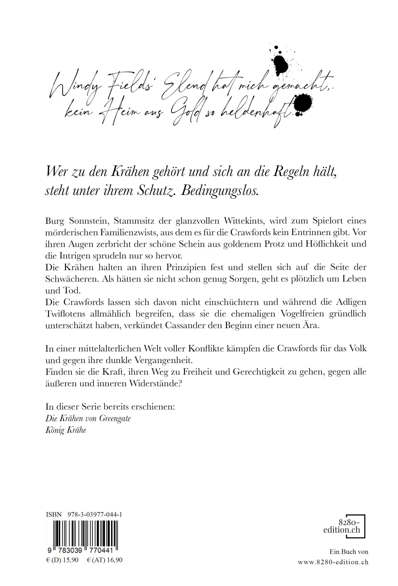 Rückseite: 9783039770441 | Goldglanz und Krähenschwarz | Die Crawford-Chroniken 3 | Nightingale