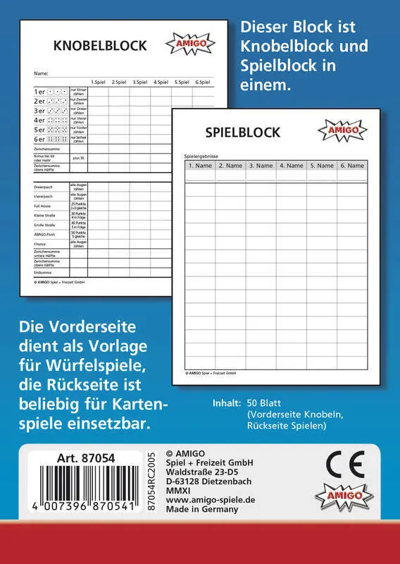 Bild: 4007396870541 | Spiel- &amp; Knobelblock (Spiel-Zubehör) | Für Würfel- &amp; Kartenspiele