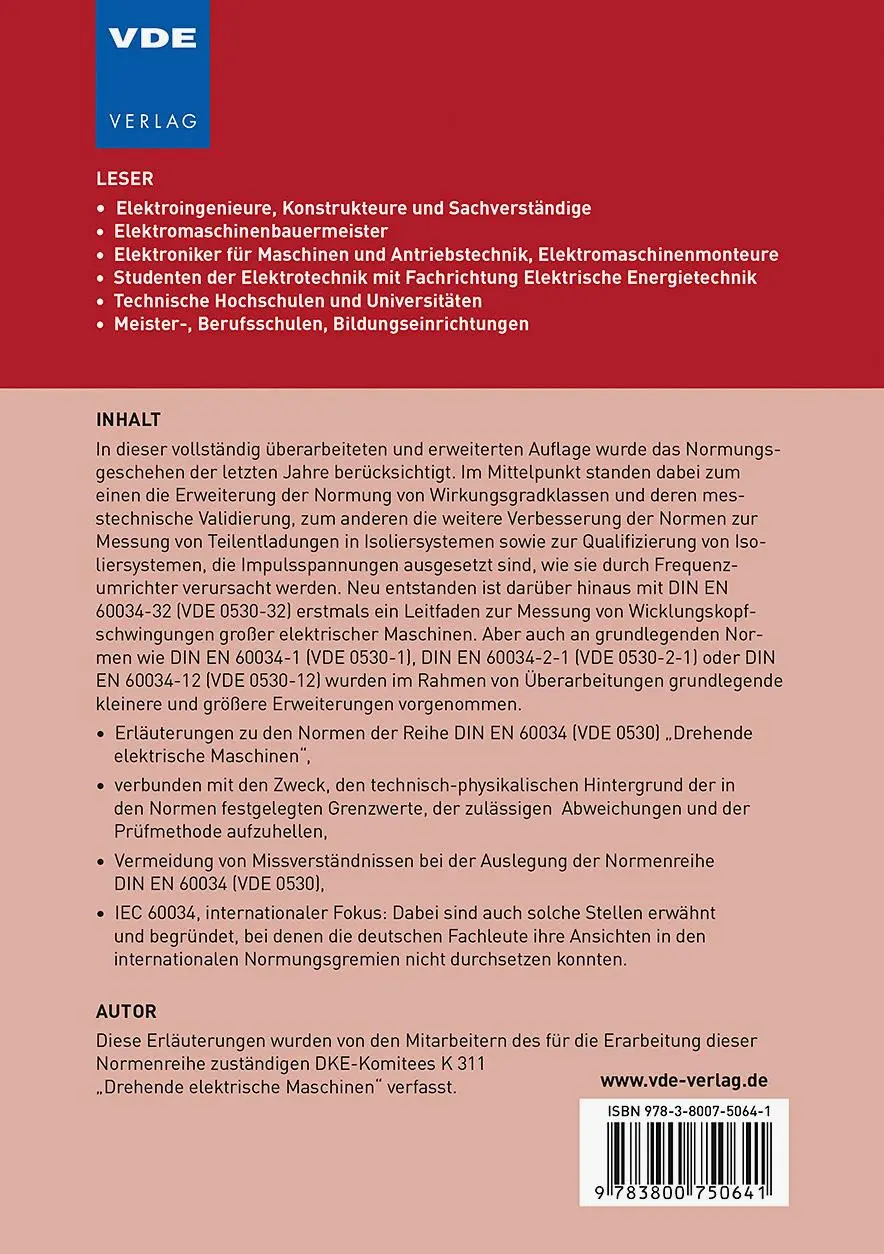 Rückseite: 9783800750641 | Drehende elektrische Maschinen | Bernd Ponick | Taschenbuch | 200 S.
