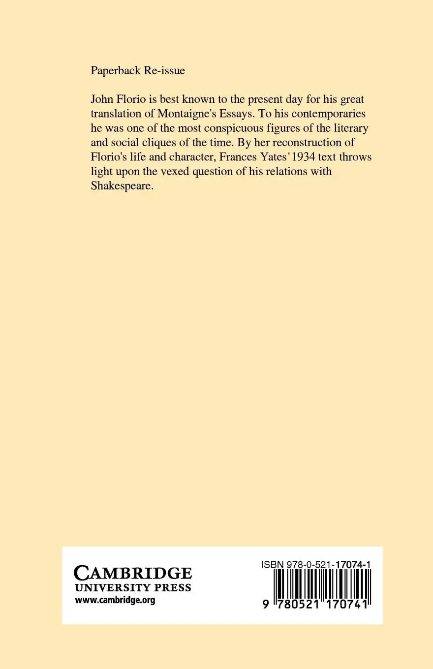 Rückseite: 9780521170741 | John Florio | The Life of an Italian in Shakespeare's England | Yates