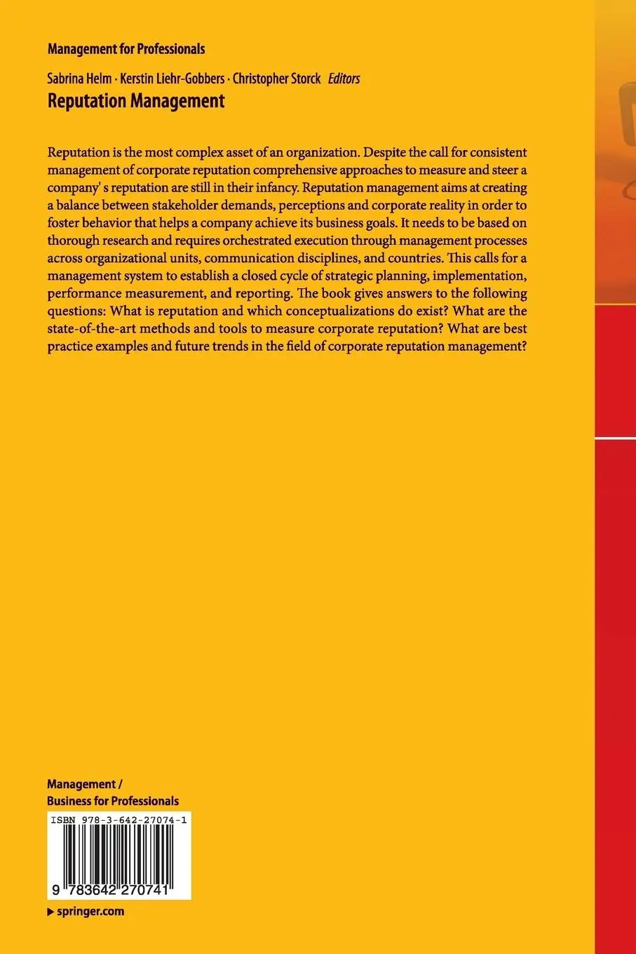 Rückseite: 9783642270741 | Reputation Management | Sabrina Helm (u. a.) | Taschenbuch | viii