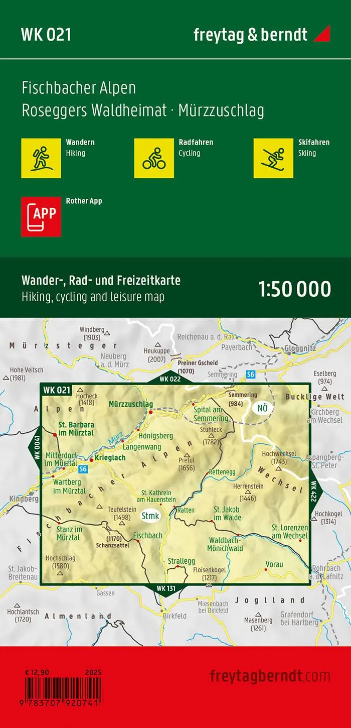 Rückseite: 9783707920741 | freytag &amp; berndt Wanderkarte WK 021 Fischbacher Alpen, Roseggers...