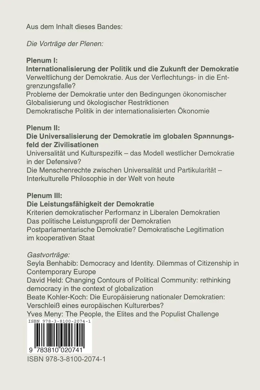 Rückseite: 9783810020741 | Demokratie - eine Kultur des Westens? | Michael Th. Greven | Buch